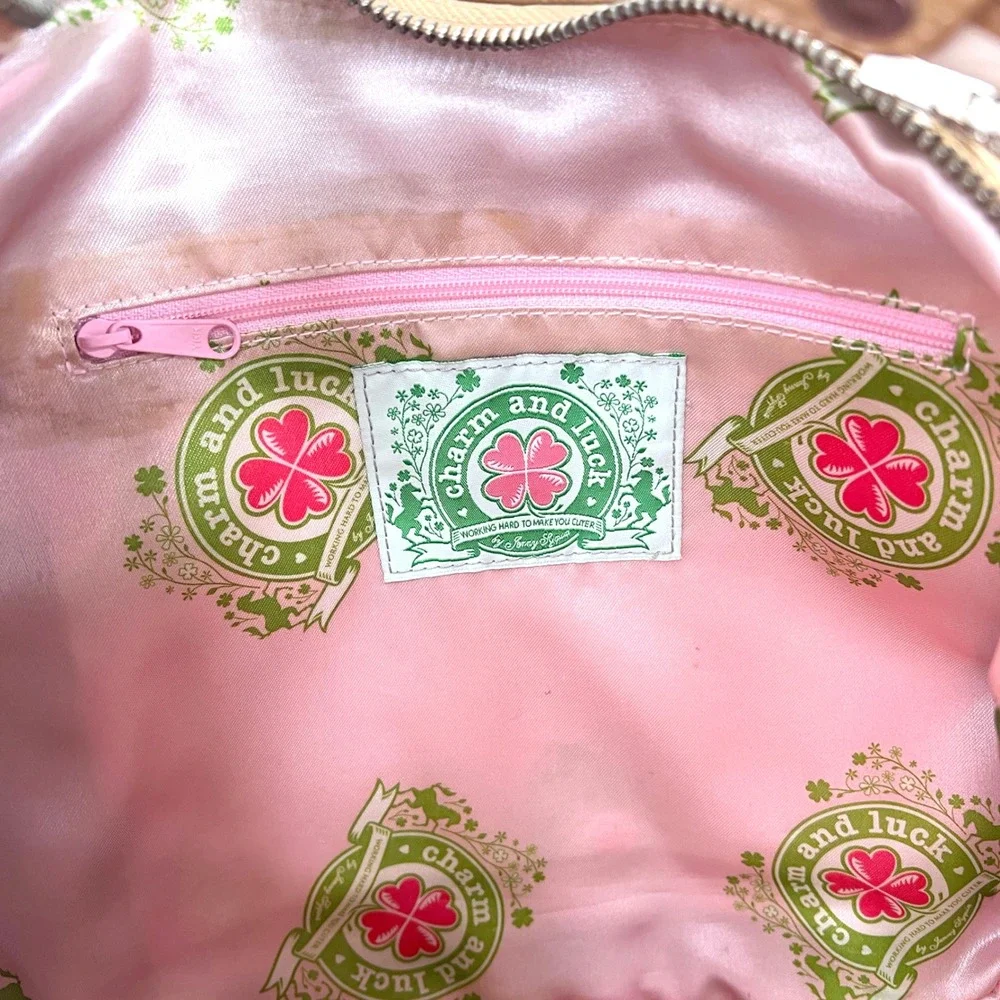 Charm and‎ Luck Studded Leather Hobo Crossbody Shoulder Bag Rhinestones Y2K VTG